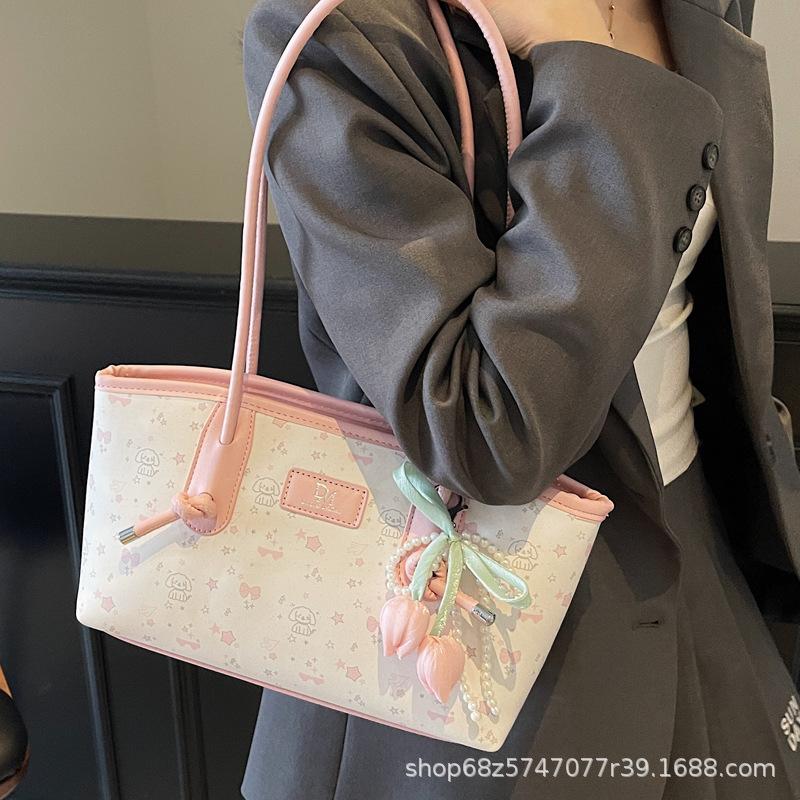 Welpen-Print Achseltasche Damen 2025 neue Mode große Kapazität Pendler-Tragetasche einfache Textur Umhängetasche