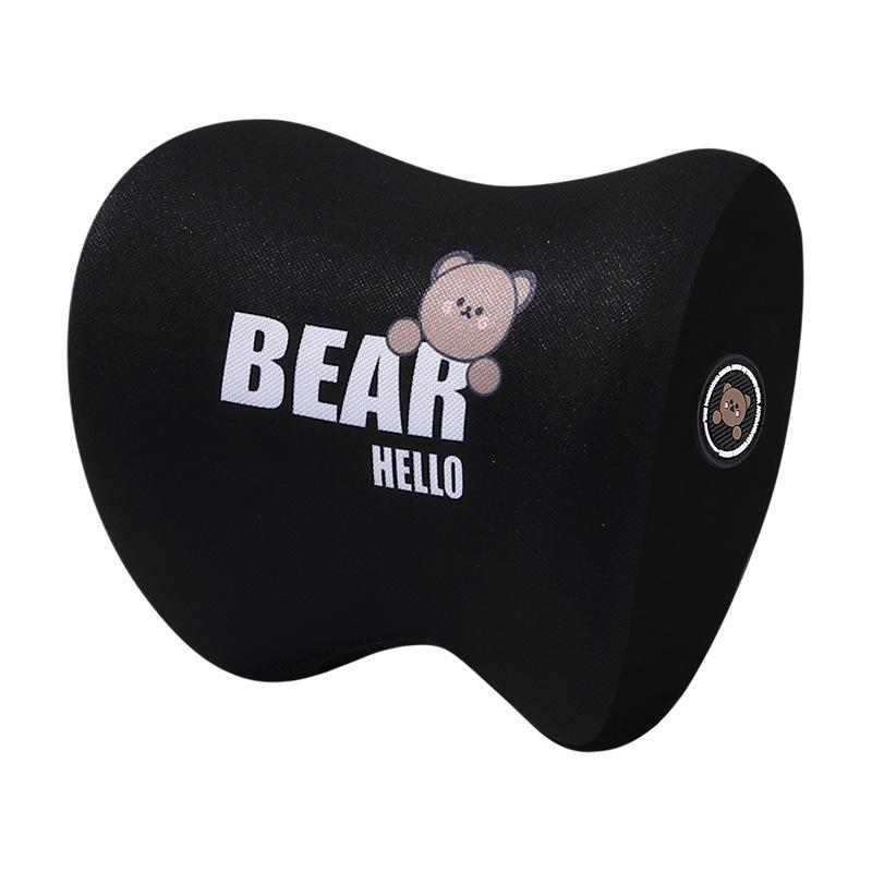 Cartoon Bear Memory Foam Lumbar & Headrest Pillow Set for Car
