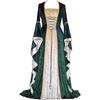 Women's Plus Size Dress Flared Sleeves Retro Long Gold Velvet Dress