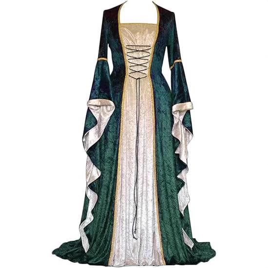 Women's Plus Size Dress Flared Sleeves Retro Long Gold Velvet Dress