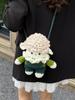 Mini Woolen Cartoon Plush Bag With Phone Pocket For Daily Use Girls Gift