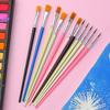 12Pcs/pack Painting Brushes Set Art Round Flat Hair Nylon Hair Paint Brush Pen For Oil Acrylic Watercolor Art Supplies