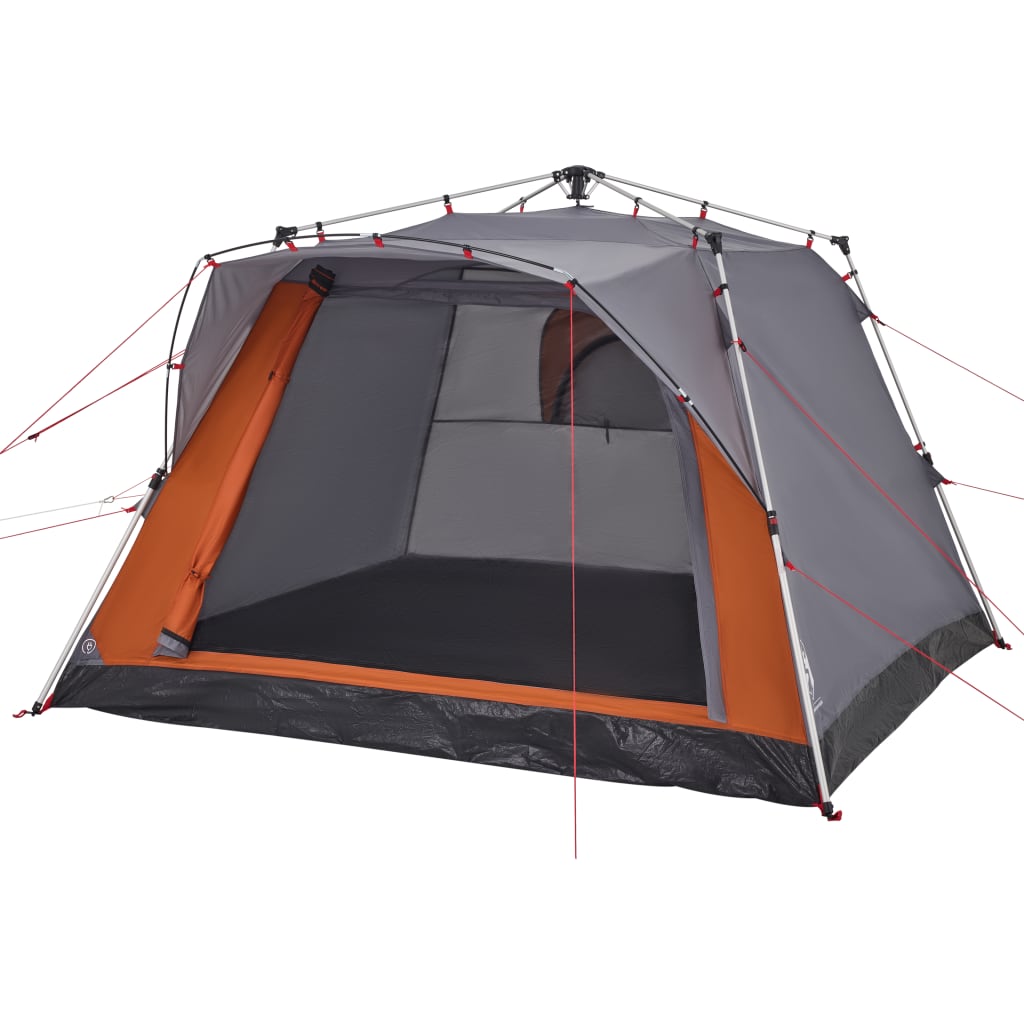 4 Person Camping Tent in Grey and Orange with Quick Release System