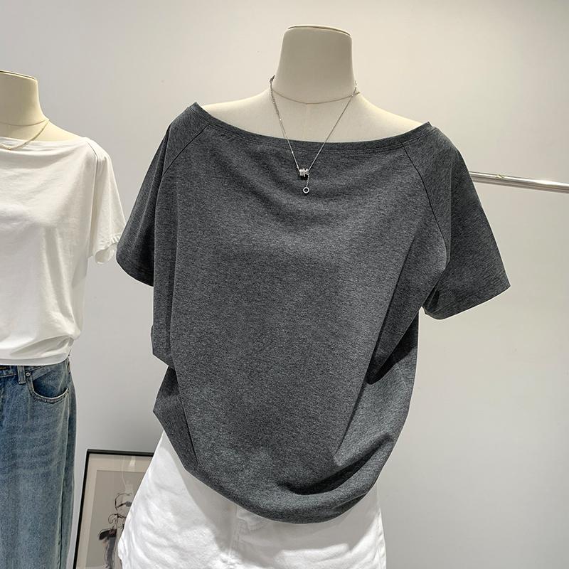 Fashion New Round Neck Sexy Short Sleeve Casual T-shirt Women Summer Tops Solid Simple Loose Women's T Shirts Elegant Cotton Ladies Tee Clothes 26367