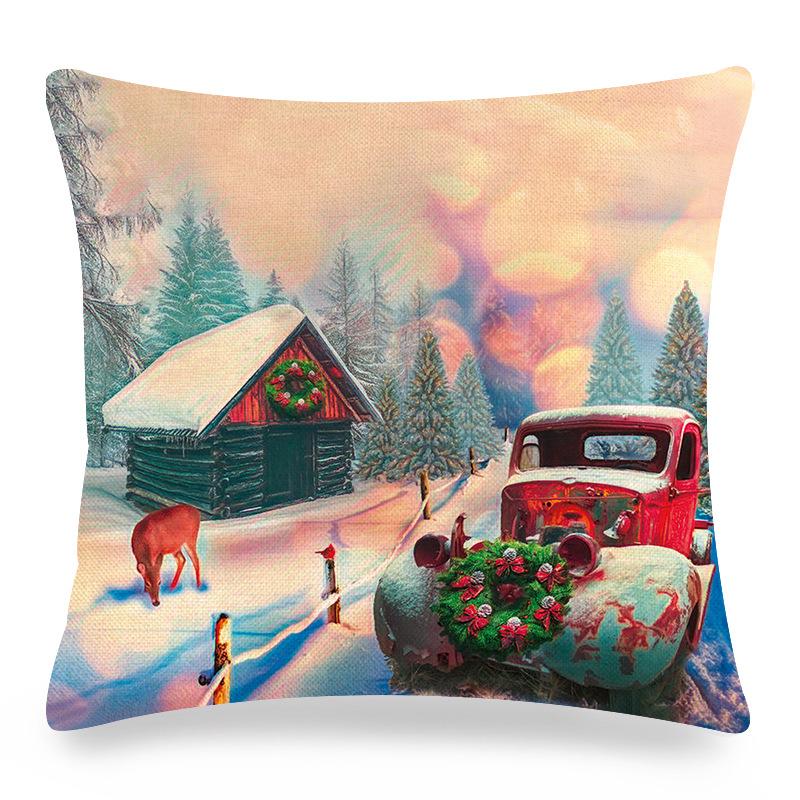The cartoon Santa Claus is giving out gifts Digital printing short plush pillow covers for sofa office cushion cover home goods