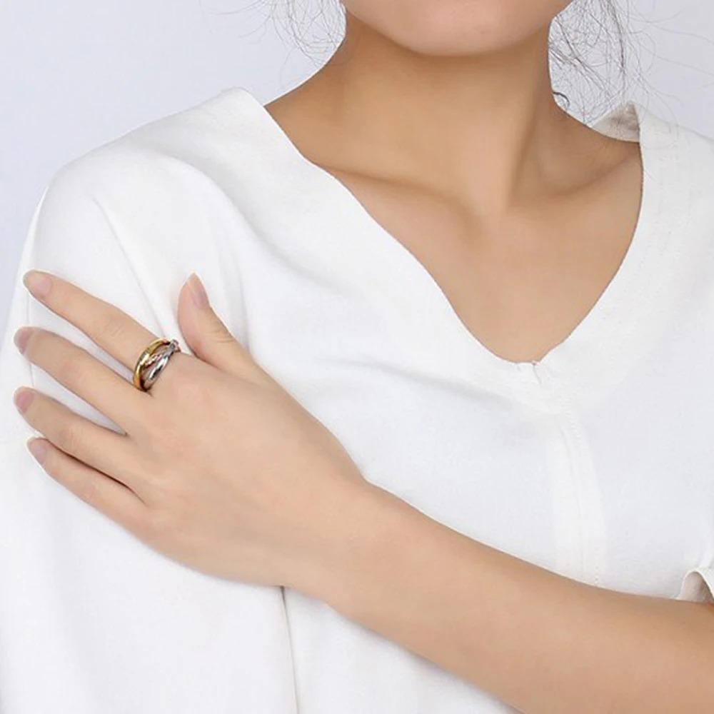 Fashion 3 Finger Ring Sets For Women Stainless Steel Wedding Engagement Rings for Couples Personalized Jewelry Wholesale