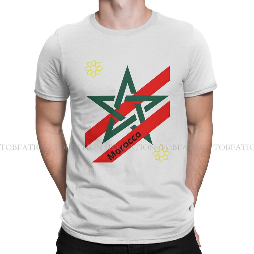 Morocco Flag His Star Is Green 100 Cotton T Shirt Vintage Punk Unisexs Tee Shirt Oneck Unisex Clothes