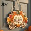 Gift for Friends Family Thanksgiving Front Door Hanging Sign, Pumpkin Turkey Pattern Hanger, Autumn Farmhouse Style Porch Decor Harvest Wall Ornament