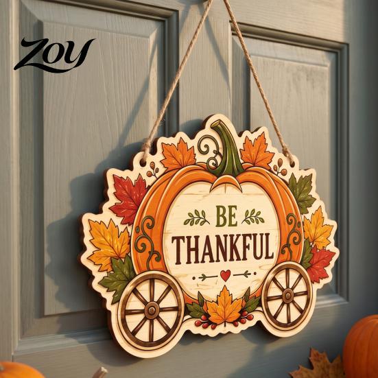 Gift for Friends Family Thanksgiving Front Door Hanging Sign, Pumpkin Turkey Pattern Hanger, Autumn Farmhouse Style Porch Decor Harvest Wall Ornament