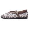 Fashion Sexy Leopard Lace Flats Women Round Toe Leather Ankle Strap Mary Janes Shoes Flat Heel Summer Mesh Moccasins Women Lace Loafers