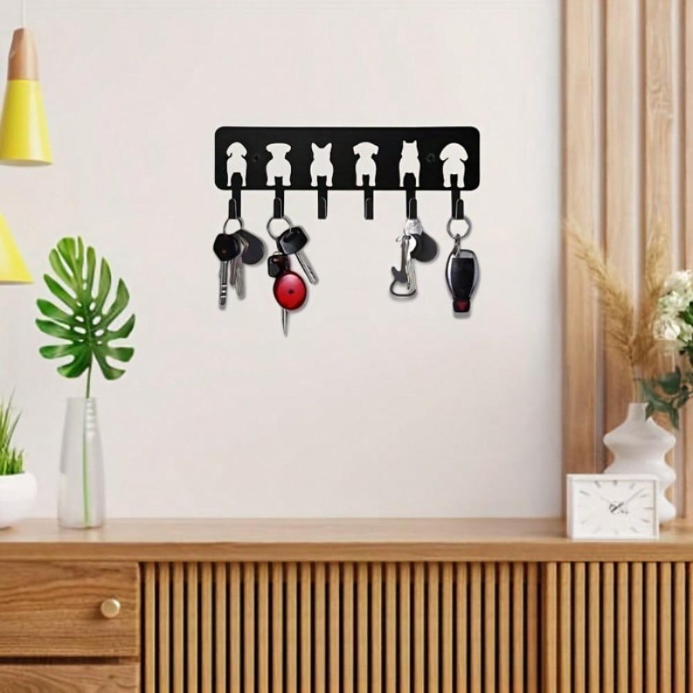 Multifunctional Metal Dog Key Hanger Wall Hook for Garage Entryway Kitchen Bathroom