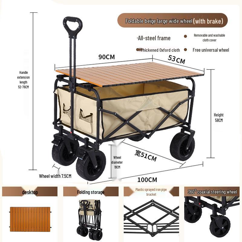 Portable Foldable Camping Trolley for Outdoor Picnics and Outings
