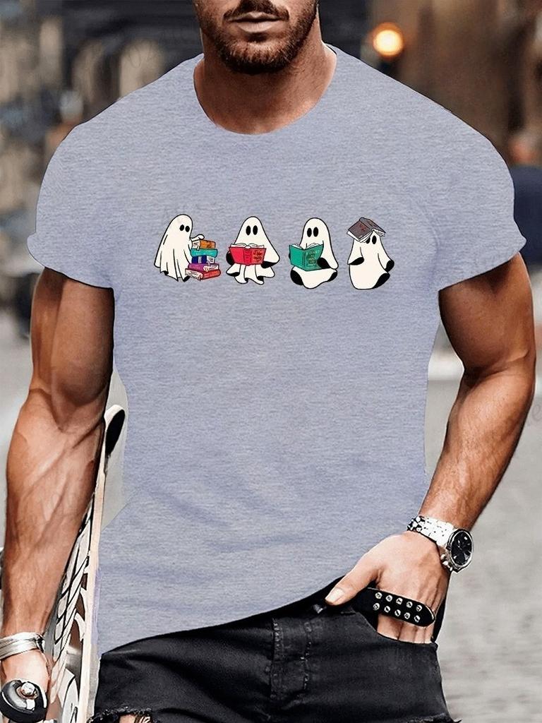 Sommarmode Märkestryck T-shirts Casual Spooky Boo T-shirts Trendiga Y2K Herrkläder Halloween Bokmal Bokläsare T-shirt Toppar