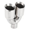 63x89mm Car Dual Exhaust Tip Stainless Steel Silver Weld On Universal Y Shaped Tailpipe for