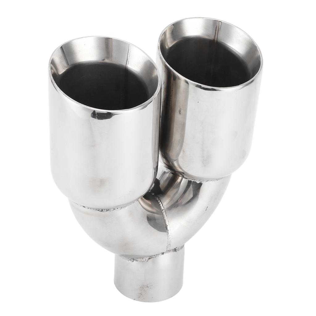 63x89mm Car Dual Exhaust Tip Stainless Steel Silver Weld On Universal Y Shaped Tailpipe for