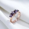 Luxury Purple Natural Zircon Ring For Women  Rose Gold And Black Plating Vintage Wedding Party Daily Fine Jewelry