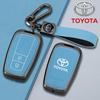 For Toyota Prius Camry Corolla CHR C-HR RAV4 Land Cruiser Prado Alloy Leather Car Key Case Cover Shell Fob Keychain Accessories