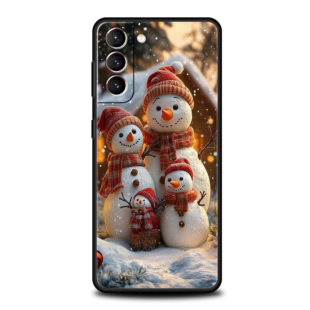 Christmas Snowman Phone Case for Samsung Galaxy S26 S25 S24 S23 S22 S20 S21 FE Ultra S25 Edge Plus 5G Soft TPU Cover Fundas Bags