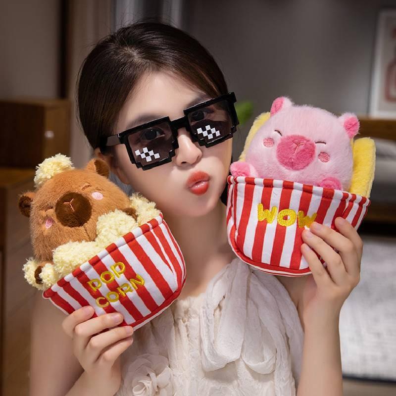 Popcorn Capybara Lotus Fries Plysjleketøy Tegneserie Kosedukke Dekorasjon Gave