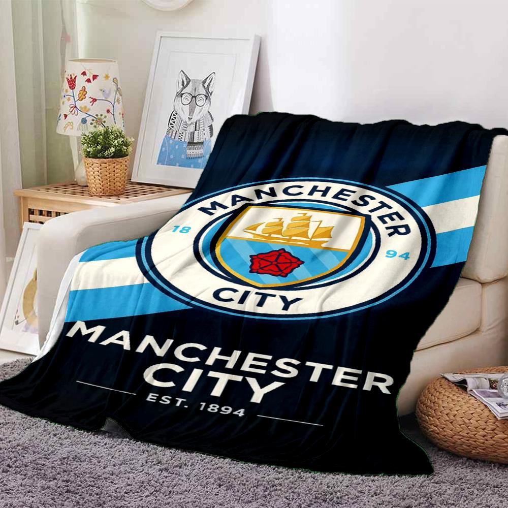 Manchester City Theme Printed Blanket - Perfect for Couch, Bed, Travel & Outdoor Use | Machine Washable, Cozy & Durable.