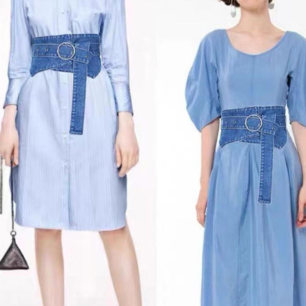 Women's Denim Waist Shaper Casual Gathering Waist Belt Fashionable Waist Cincher for Various Occasion