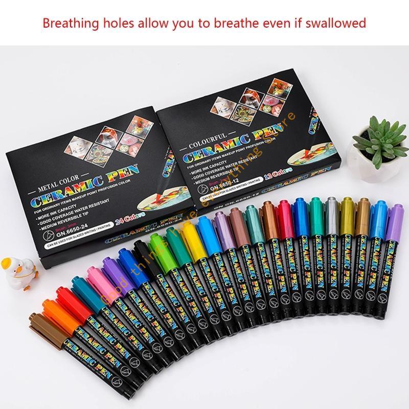12/24 Color High Temperature Oven Baked Ceramic Marker Pen Set Acrylic Paint Pen 55KF