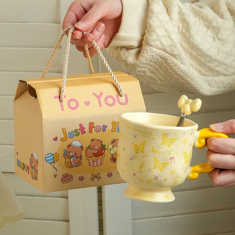 High Value Dream Butterfly Household Girls Coffee Couple Cup Creative Souvenir Ceramic Cup