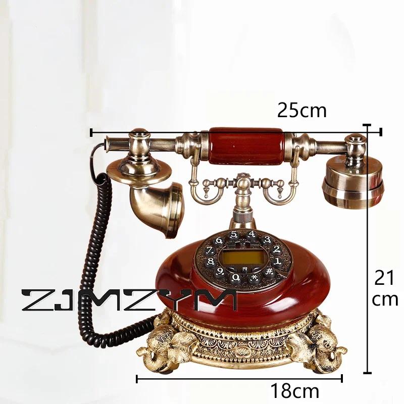 Antique Corded Telephone Resin Fixed Digital Retro Phone Button Dial Vintage Decorative Rotary Dial Telephones Landline for Home