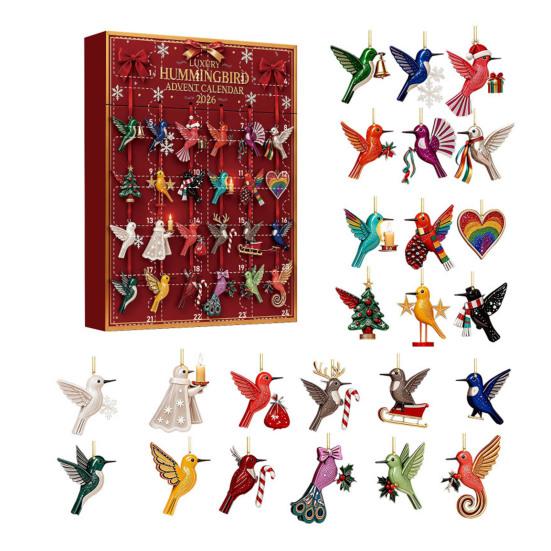 Partyzubehör für Feiertage Weihnachten Adventskalender 2026, 24 Tage Countdown mit Acryl-Feiertags-Überraschungs-Hängeornamenten, Sammlergeschenke Zuhause