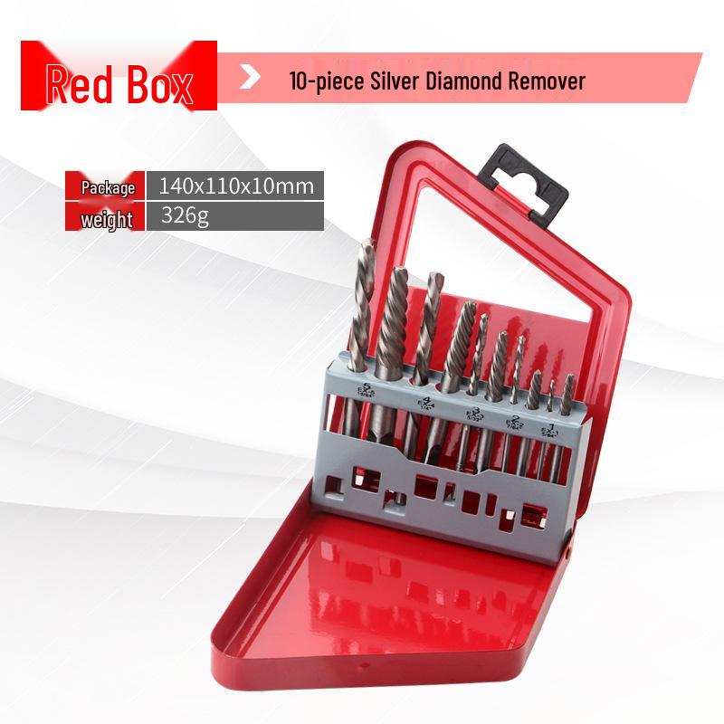 10-Piece Screw Extractor Set with Iron Box and Imperial Drill Bits