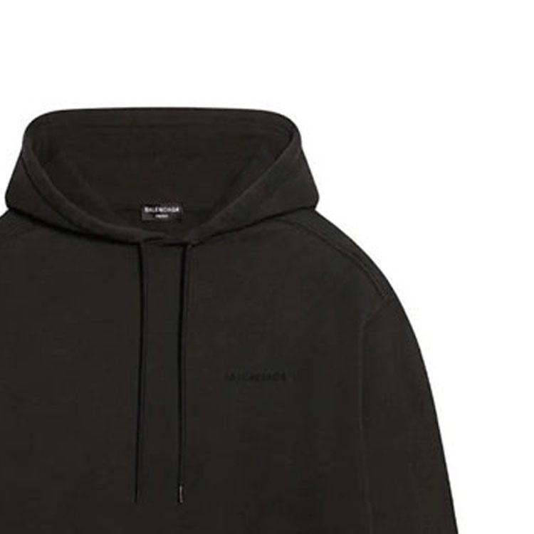 Balenciaga Logo Hoodie Medium Fit 'Washed Black' Men's 600583TLVB81146