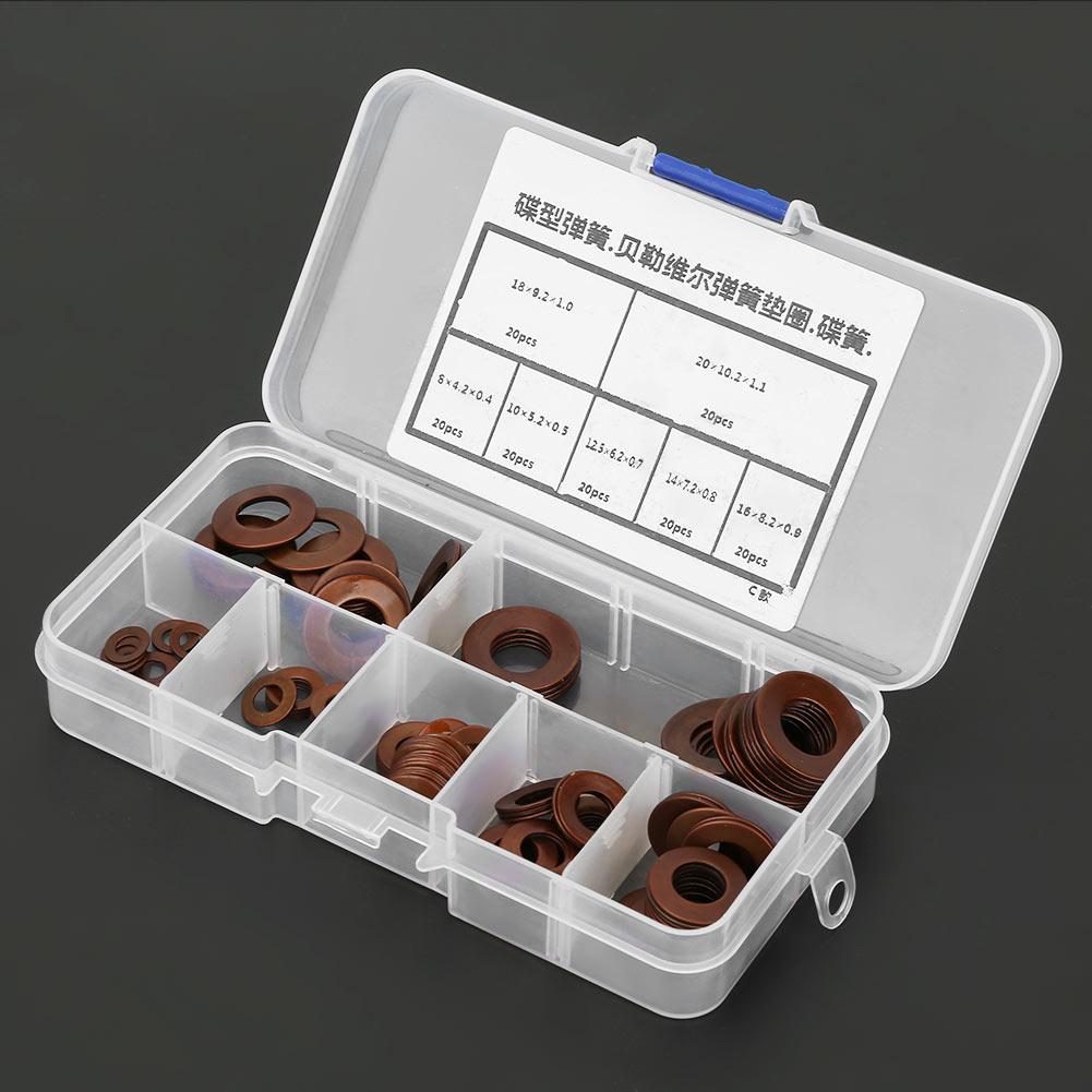 7 Sizes Belleville Compression Spring Disc Washer Gasket Disc Spring