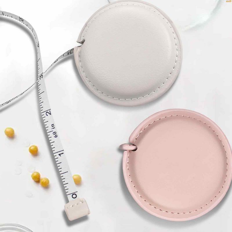 1,5 m/60 Zoll Einziehbares Weiches Maßband Lederetui Tasche Doppelte Skala Flexibles Messlineal für Stoff Körper Taille