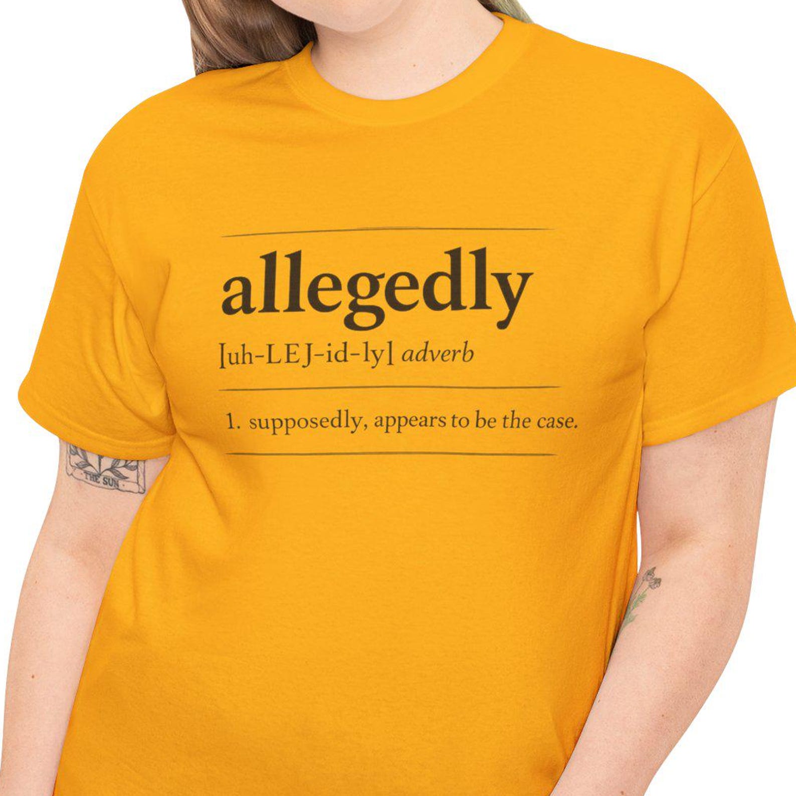allegedly definition tee | dictionary word shirt, minimal text design S