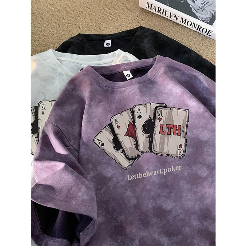 NASA MARVEL Heavyweight Tie-Dye Poker Print Men s T-Shirt L (100-120 jin)