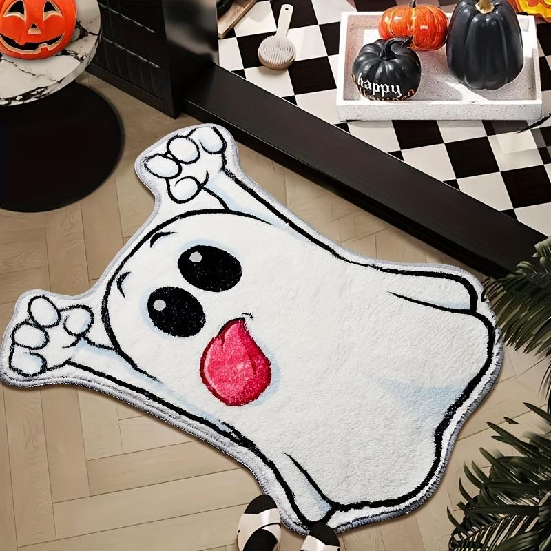 Cute Ghost Shaped Bath Mat Cartoon Tongue Out Ghost Rug Non Slip Water Absorbent Bathroom Floor Mat Home Decor Doormat