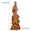 Natural Cypress Sending Son Guanyin Statue - Chinese Buddhist Character Statue Solid Wood Carving Feng Shui Room Ornaments 21cm