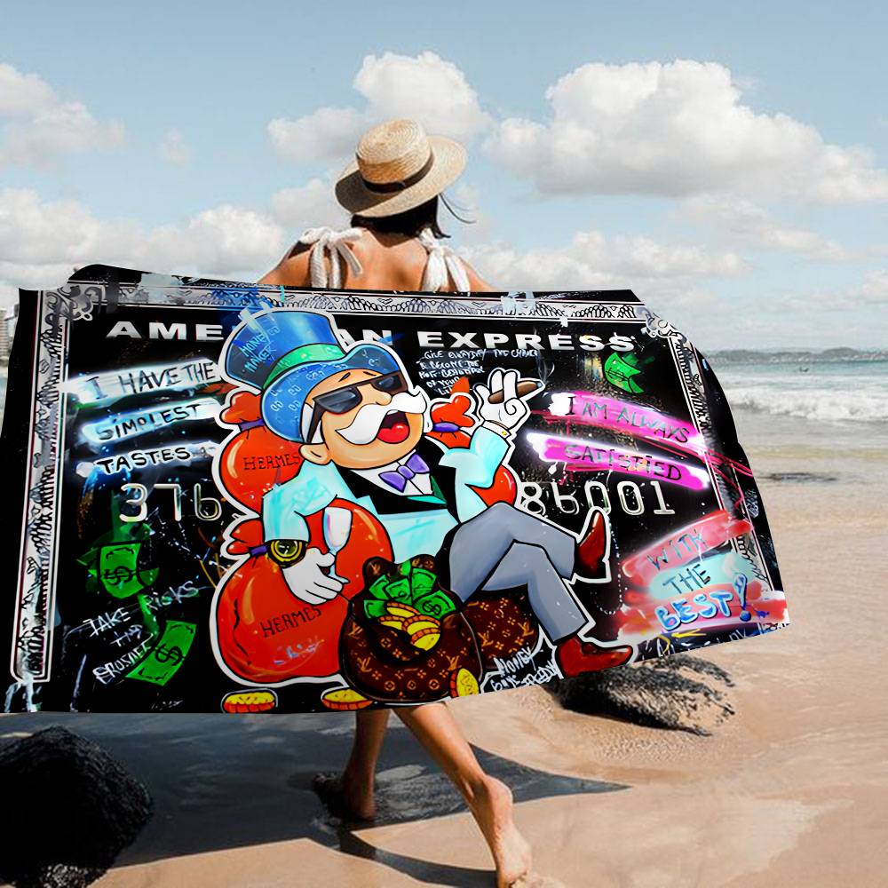 Cartoon Dollar Monopolys Anime Beach Swimming Towel Soft Absorbent Washcloth Children's Gifts for Kids Travel Camping Gym
