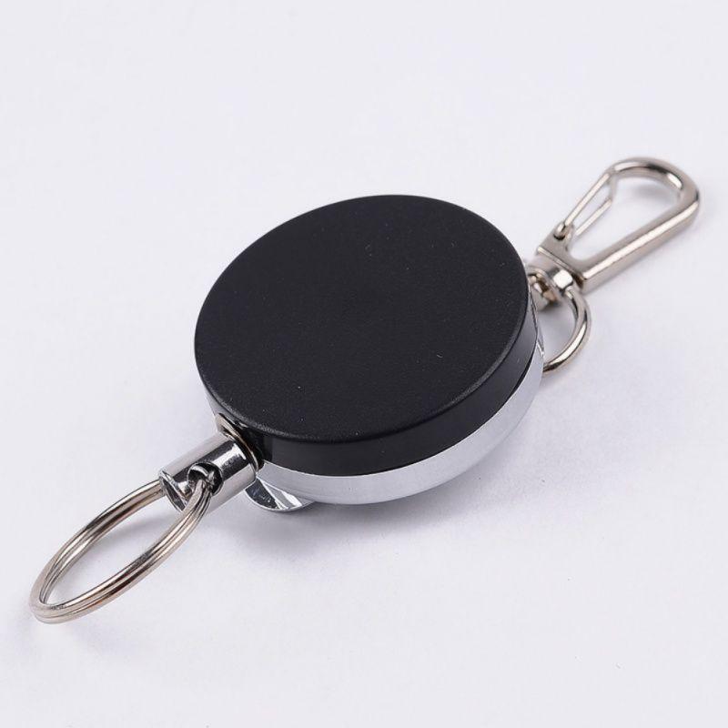 Retractable Keyring Key Chain ID Badge Holder 60cm Extendable Rope Carabina Clip