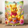 1pc Flannel Winnie the Pooh Floral Bedding Blanket Sofa Cover Gift Home Decor Plush Blanket, Soft and Warm Sofa Blanket
