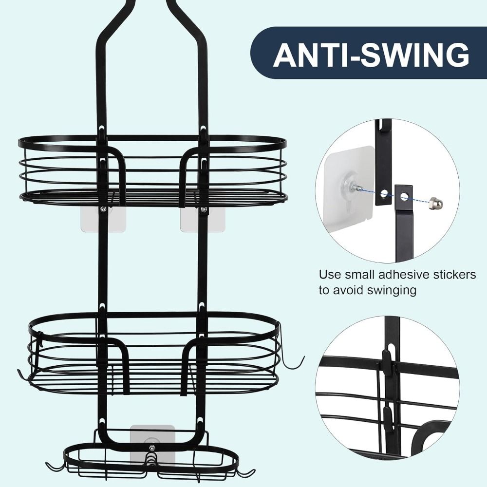 Rustproof Over Shower Head Organizer Hooks Soap Holder Durable Storage Rack Shampoo