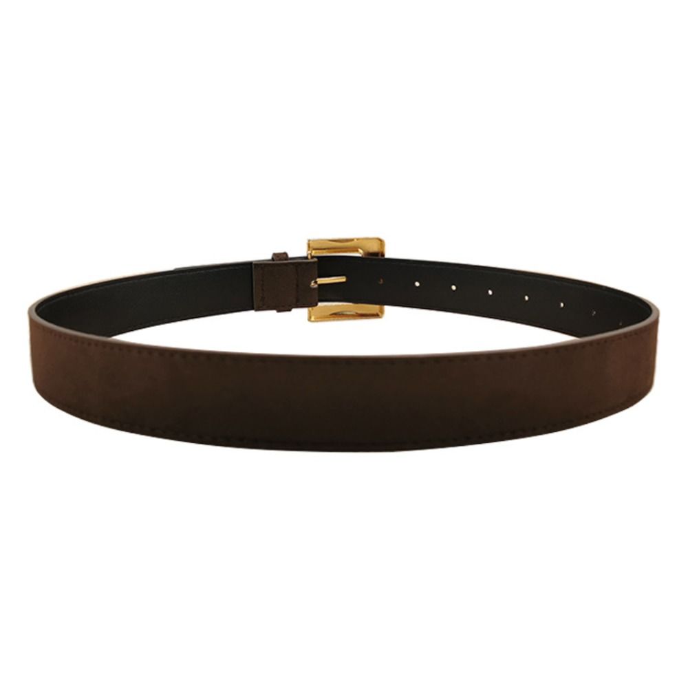 Fashion Square Pin Buckle Suede Leather Belt Luxury Design Versatile Women Waist Belt Wide Waistband Coat Skirt Decoration