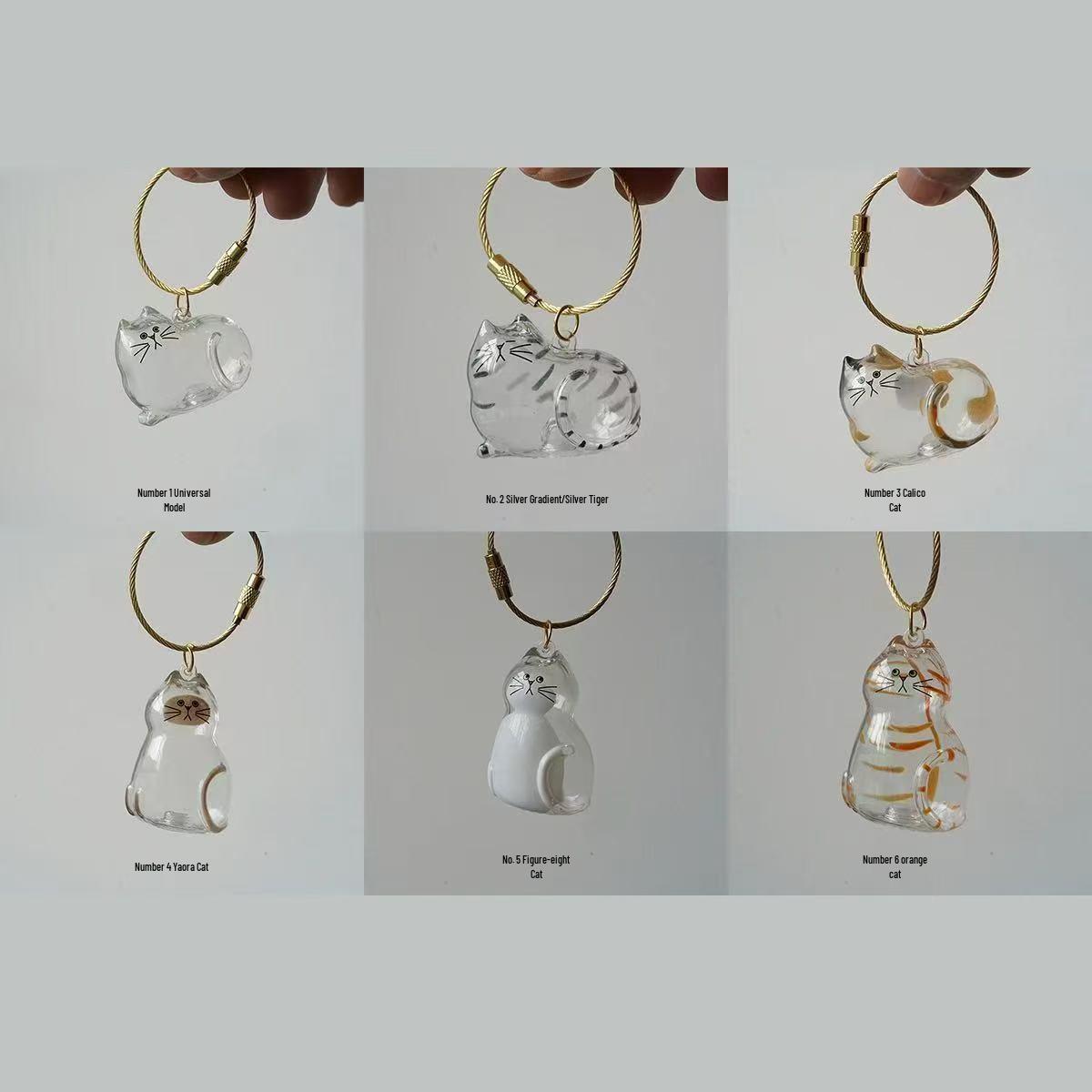 

Прозрачный брелок-капсула с кошачьей шерстью: Памятный кулон-сумка для хранения No. 6 Orange Cat