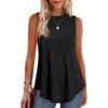 Women's Spring Summer Solid Color Round Neck Loose Sleeveless Casual Tank Top