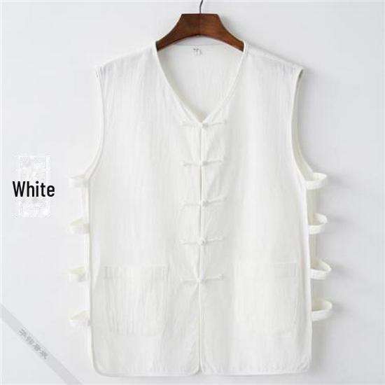 Pánská retro lněná vesta bez rukávů v čínském stylu