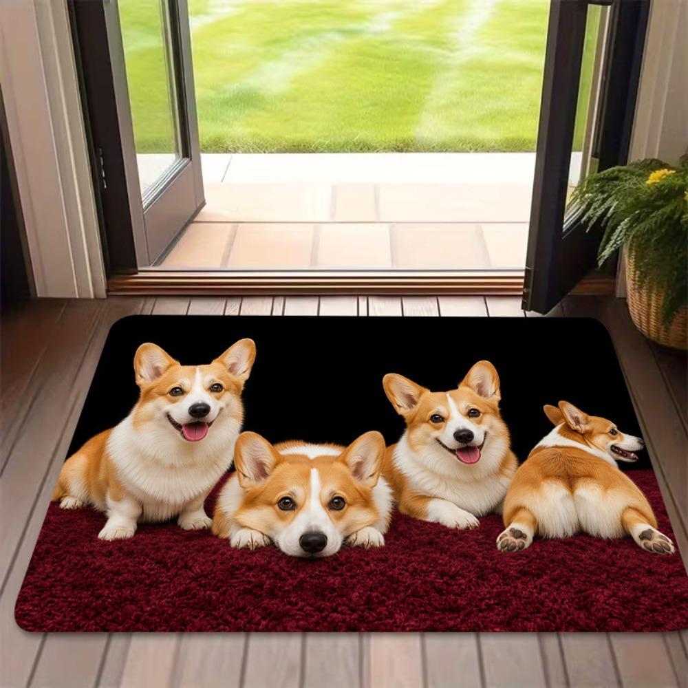 Absorbent Dog Pattern Floor Mat Diatomite Bath Mat Creative Optical Illusion Doormat Entryway