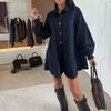 BITCED Fashion Spring Autumn Solid Color Print Long Sleeve POLO Neck Casual Dresses