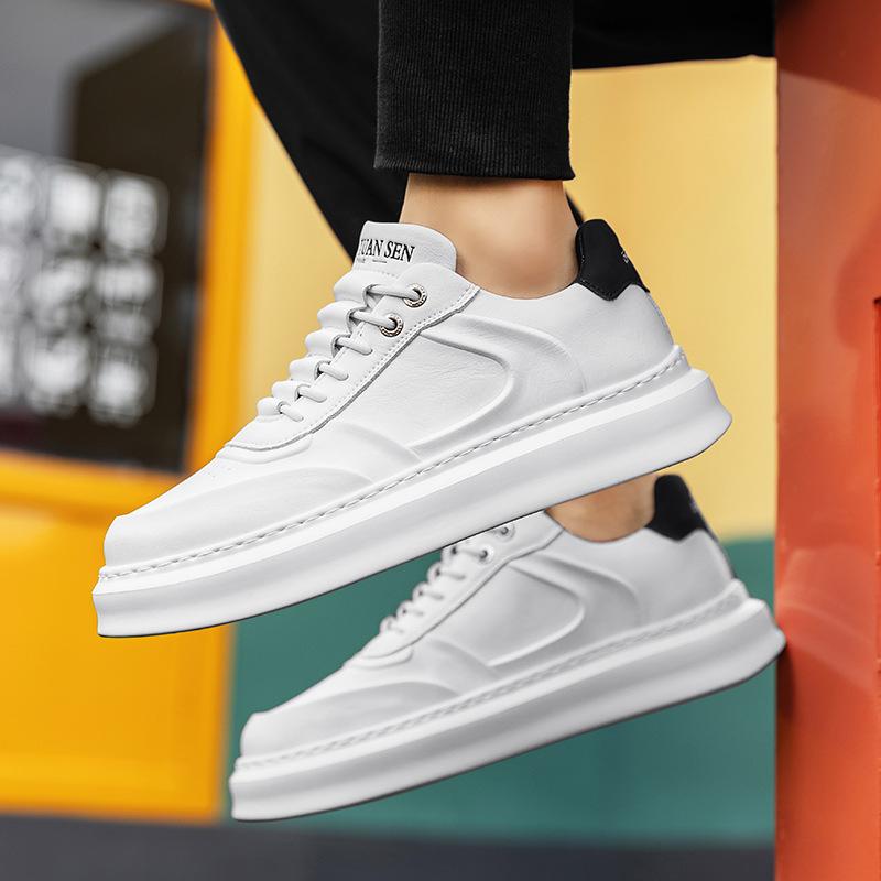 Men's Shoes Autumn New Casual Little White Board Shoes Trend Versatile Microfiber Men's Leather Shoes Daily Casual Sports Shoes