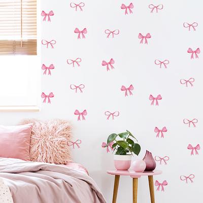 Pink Wall Decorative Stickers Boho Bow Fridge Stickers Bowknot Sticker Pvc Bow Wall Stickers For Bedroom Kids Girls Room