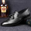 Fashion British Style Men's Luxury Brand Comfortable Business Fringe Leather Shoes Spring New Item Crocodile Leather Carved Oxford Shoes
